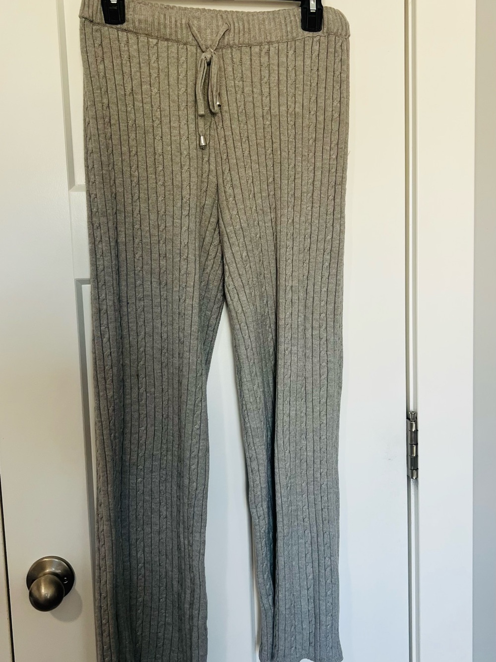 Sincerely Jules Ribbed Drawstring Pantsuit Pants - Light Gray